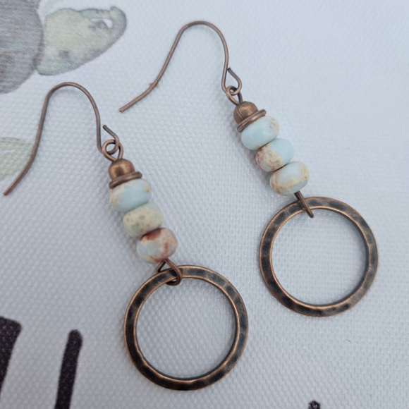 Jewelry - Bohemian Copper Beaded Dangle Earrings